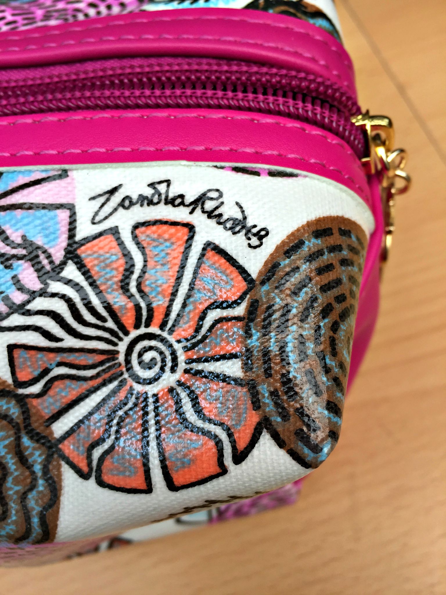 Zandra Rhodes make up bag close up