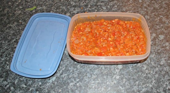 Red ragu ready for the freezer