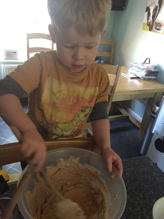 Mixing the simnel cake