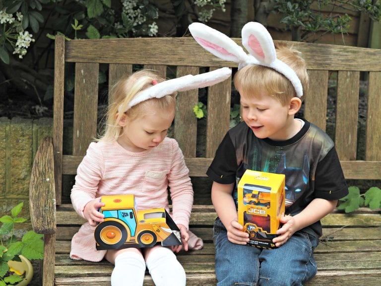 Easter with JCB Kids - Aria and Logan with their JCB Easter Egg