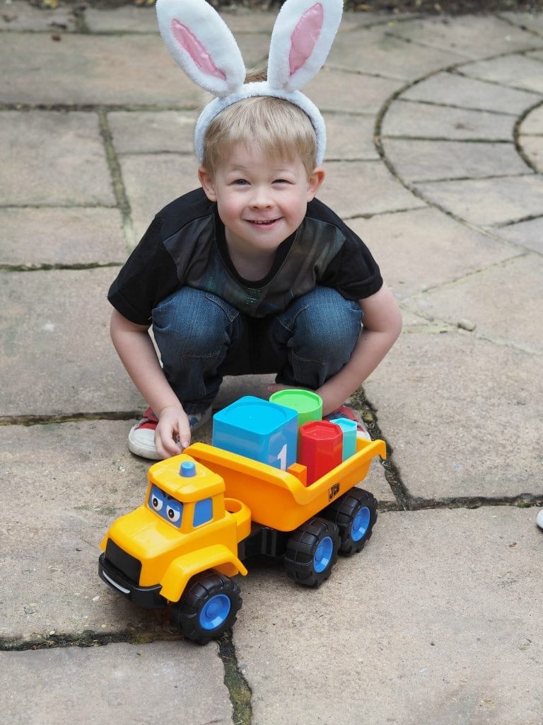 My 1st JCB Stacking Stanley Mega Truck - Logan with truck