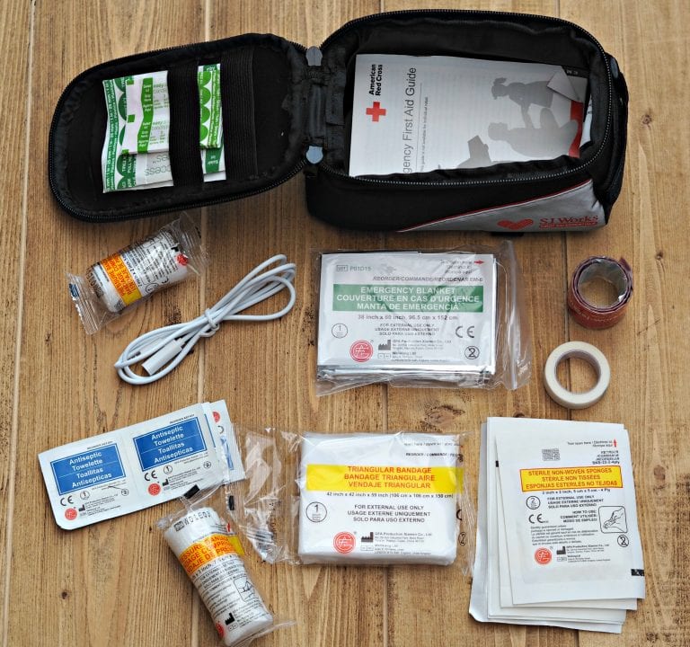 SJ Works Bike First Aid Kit Review - items in smartphone kit