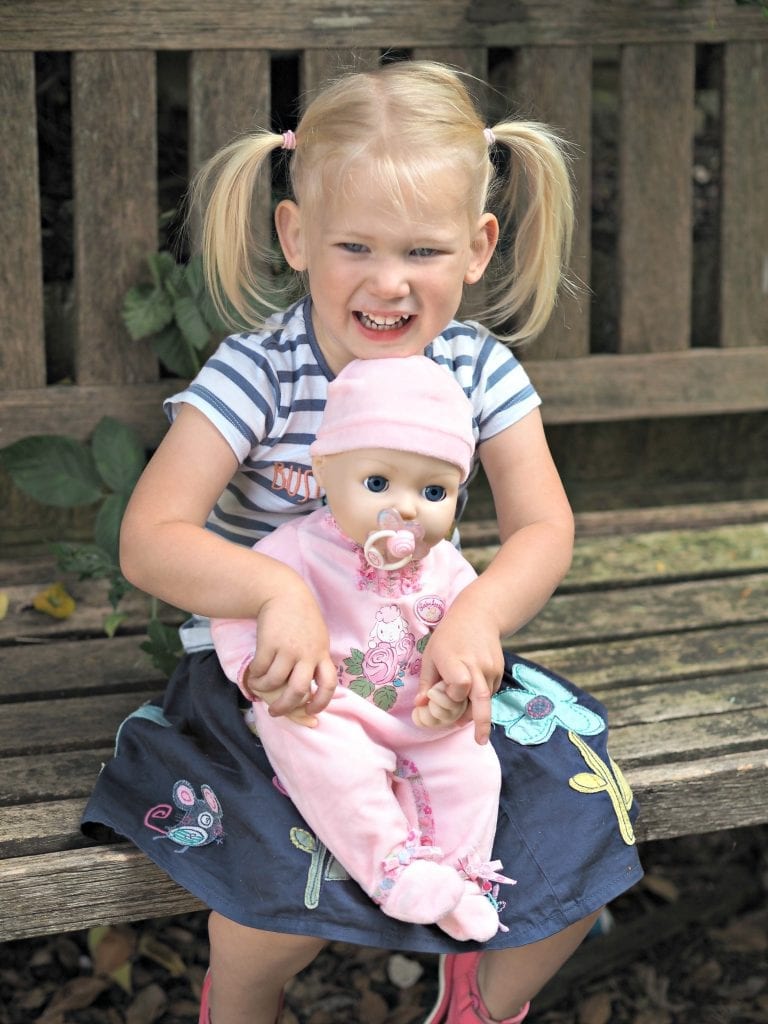 Baby Annabell Interactive Doll Review - Aria outside with Annabell