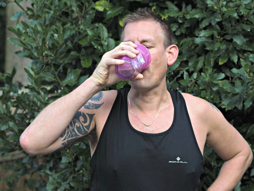 Thyme Smoothie Review - Ben drinking smoothie post run.