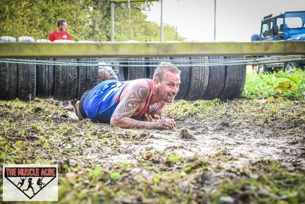 Muscle Acre Mud Slog November 2017 Review - Ben crawling obstacle