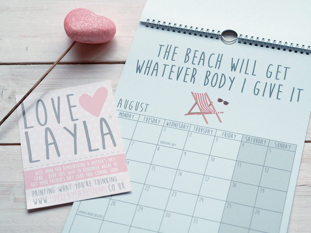 Raising a Smile on Mother's Day with Love Layla - calendar beach