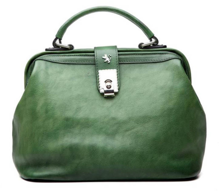 Green leather handbag