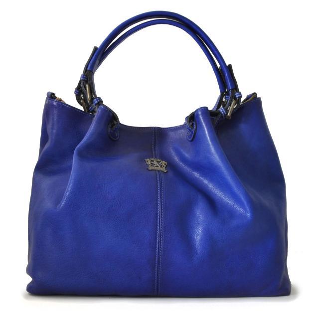 Italian leather age bucket hobo bag blue