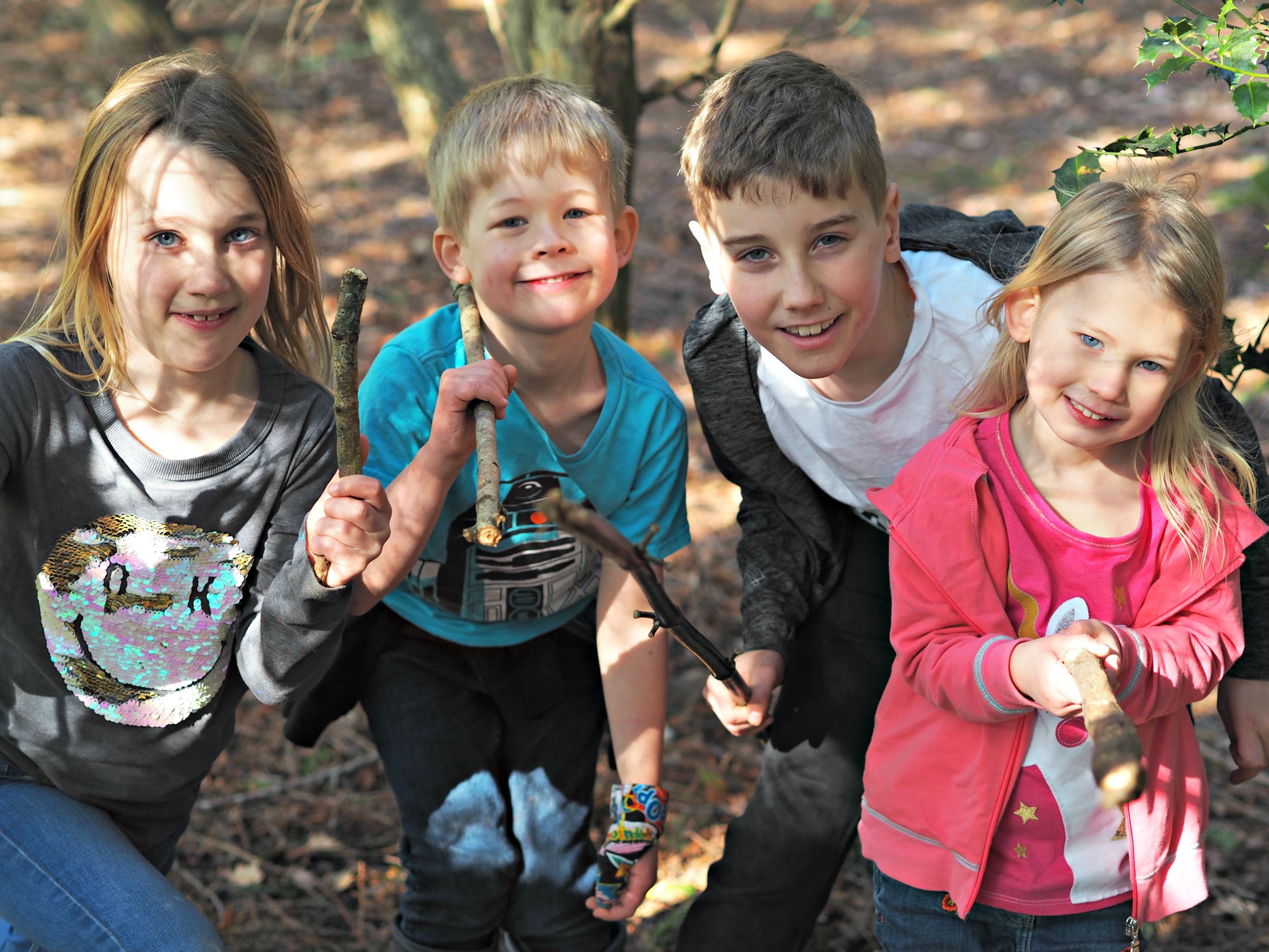 In the woods with cousins at Cliveden