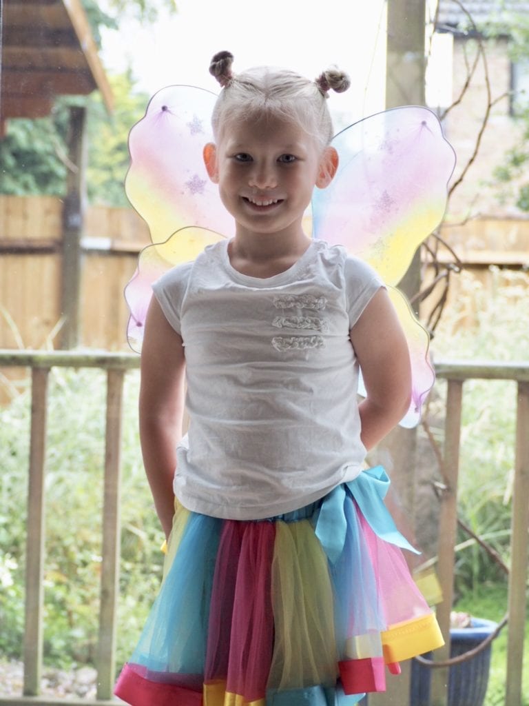 Aria in her costume for the ugly bug ball at school on her penultimate day of reception