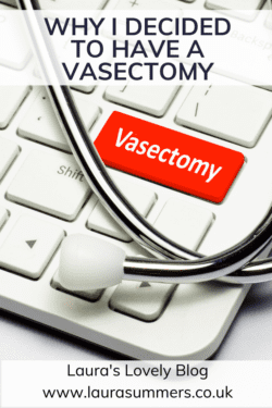 Why I decided to have a vasectomy. Image with key board with red key saying Vasectomy and stethoscope over the keyboard