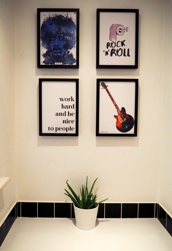 Rock and roll cloakroom feature wall