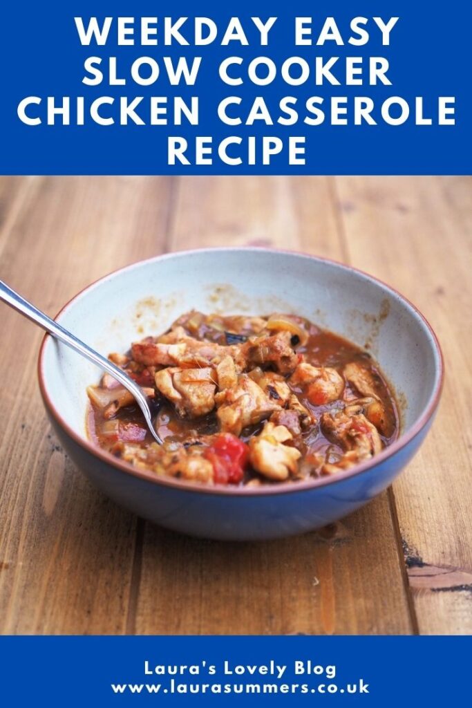 Weekday Easy Slow Cooker Chicken Casserole Recipe. A simple family favourite chicken casserole recipe, tasty and nutritious, full of lots of veg and always a winner in our house. 